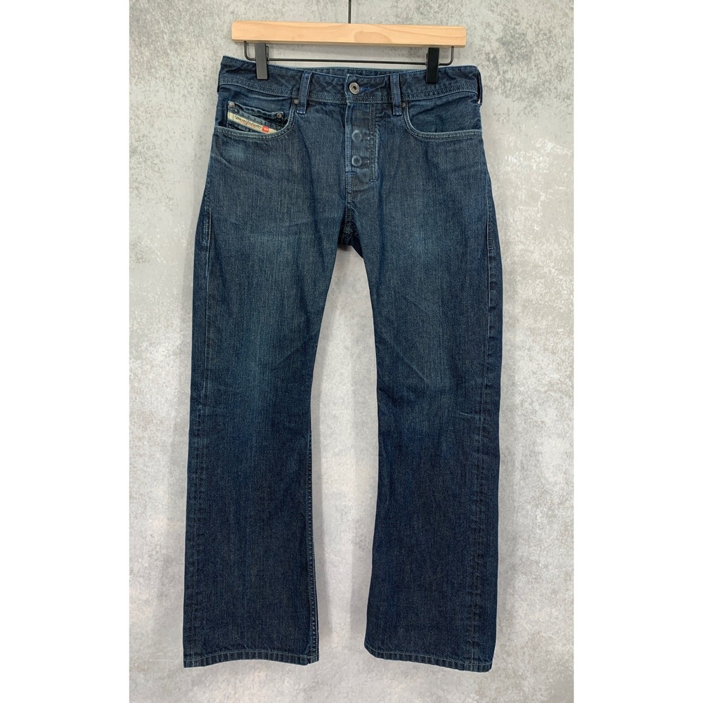 Diesel Zatiny Jeans Mens 29 Dark Blue Bootcut Button Fly Fade Denim Pants
